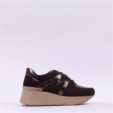 Marco Moreo Verona Laced Wedge Trainer - Brown Suede
